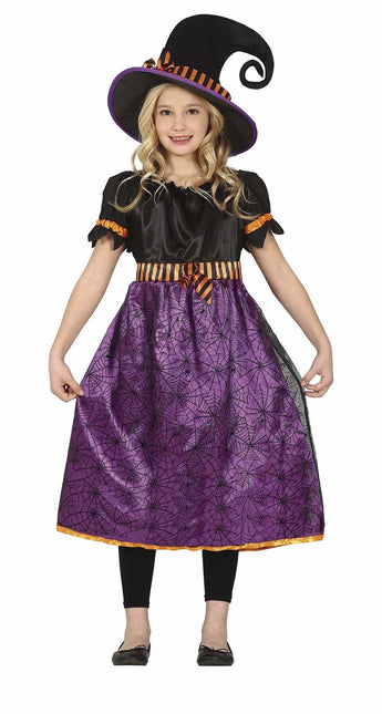 Costume d'Halloween sorcière fille violet noir