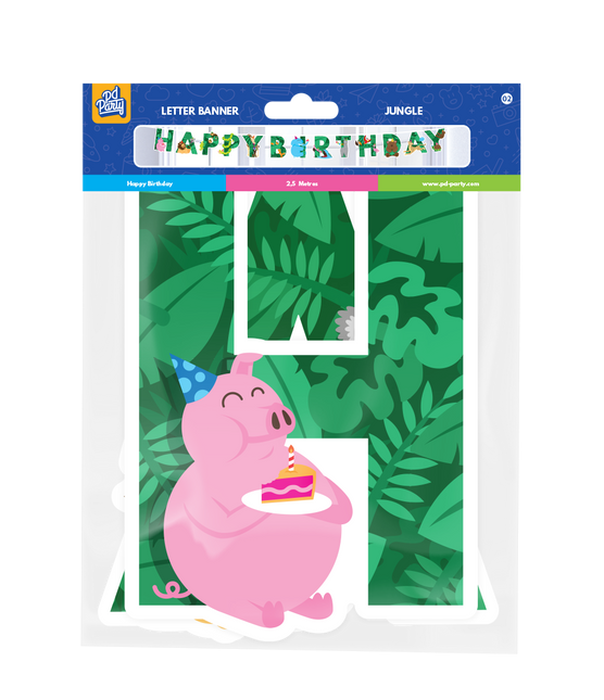 Guirlande de lettres Jungle Happy Birthday 2.5m