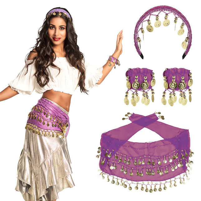 Set d'accessoires Purple Belly Dancer 4 pièces