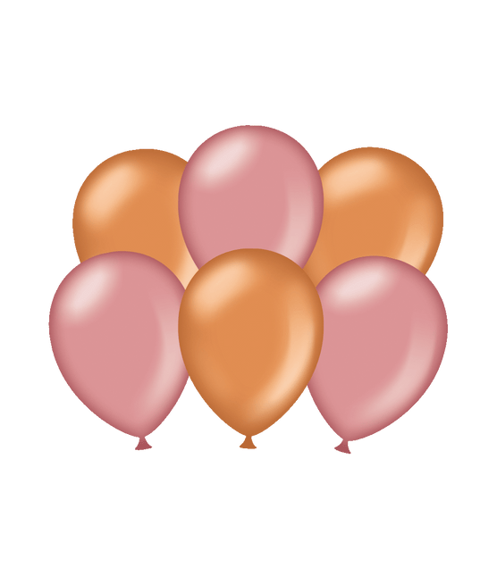 Ballons de baudruche rose/cuivre métallisé 30cm 6pcs