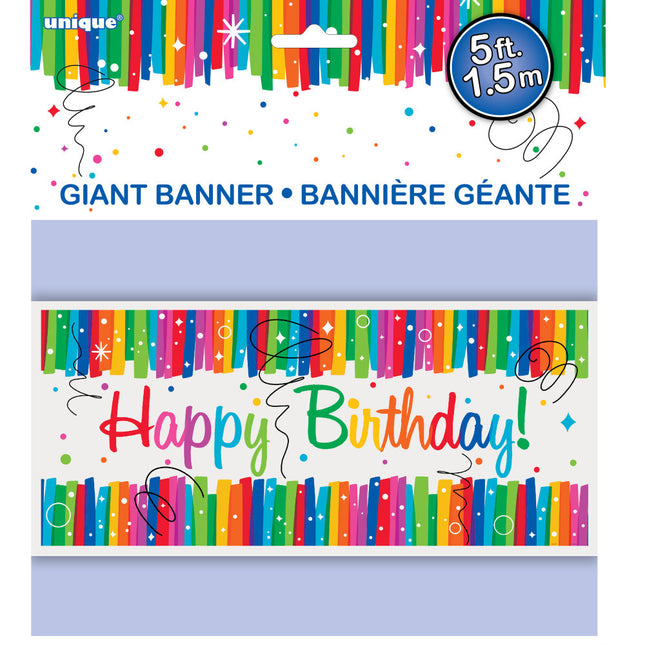 Bannière Happy Birthday Rainbow 1.52m