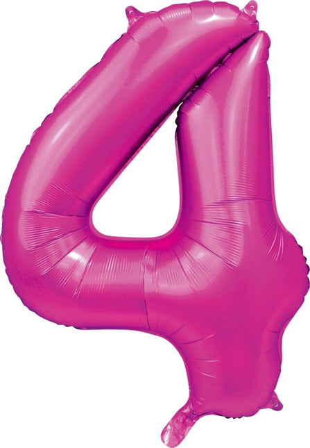 Ballon numéro Fuchsia 4 ans brillant 86cm