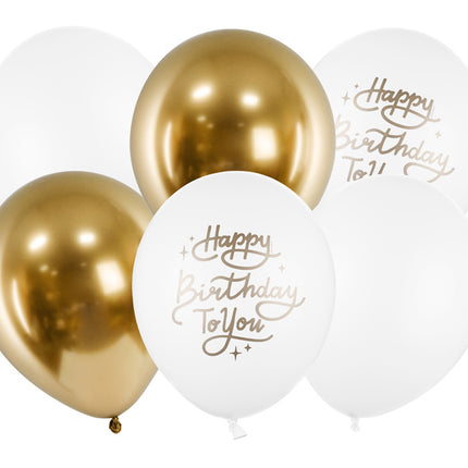 Ballons Happy Birthday To You Gold 30cm 6pcs