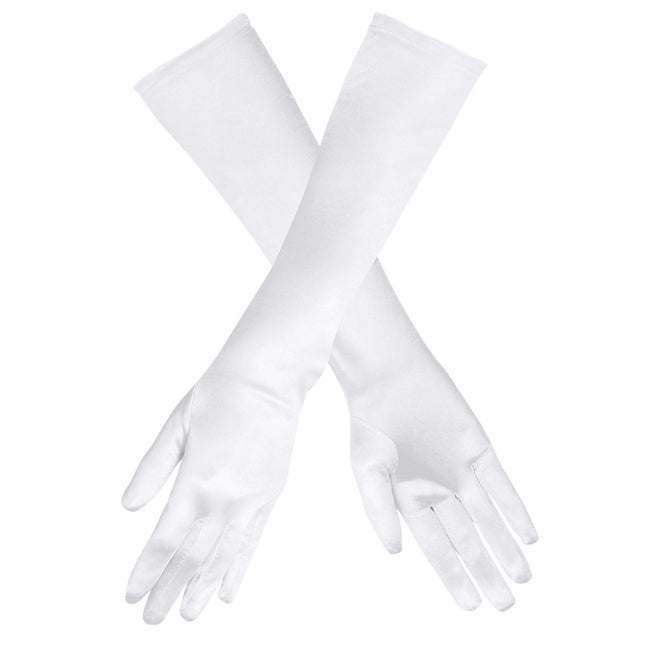 Gants longs en satin blanc