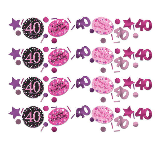 Confetti de table 40 ans Joyeux anniversaire Rose 34gr