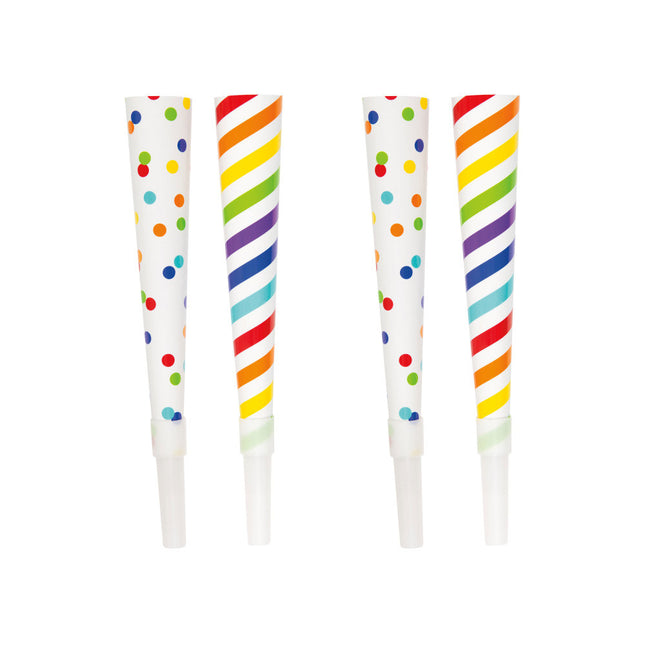 Cornes de fête Confetti Arc-en-ciel 19.7cm 6pcs