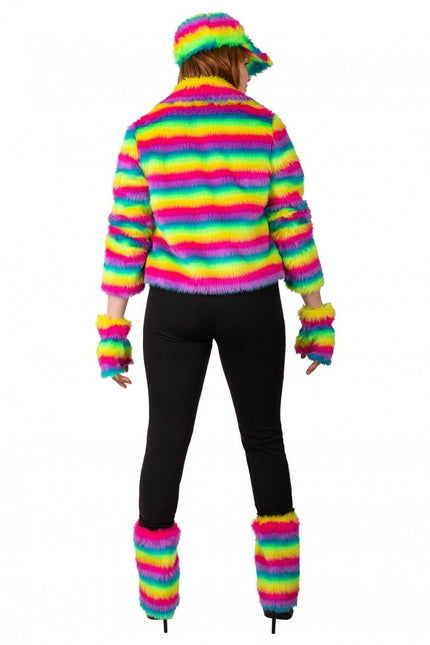 Manteau de fourrure Rainbow Stripe