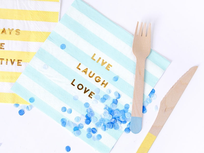 Serviettes de table bleu clair Live Laugh Love 33cm 20pcs