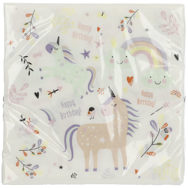 Serviettes de table Licorne Arc-en-ciel 33cm 20pcs