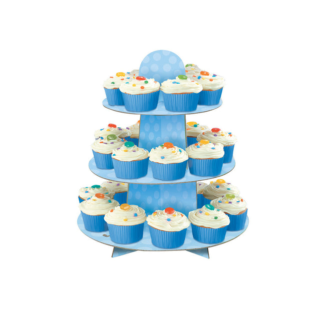 Cupcake Etagere Dots Blue 34cm