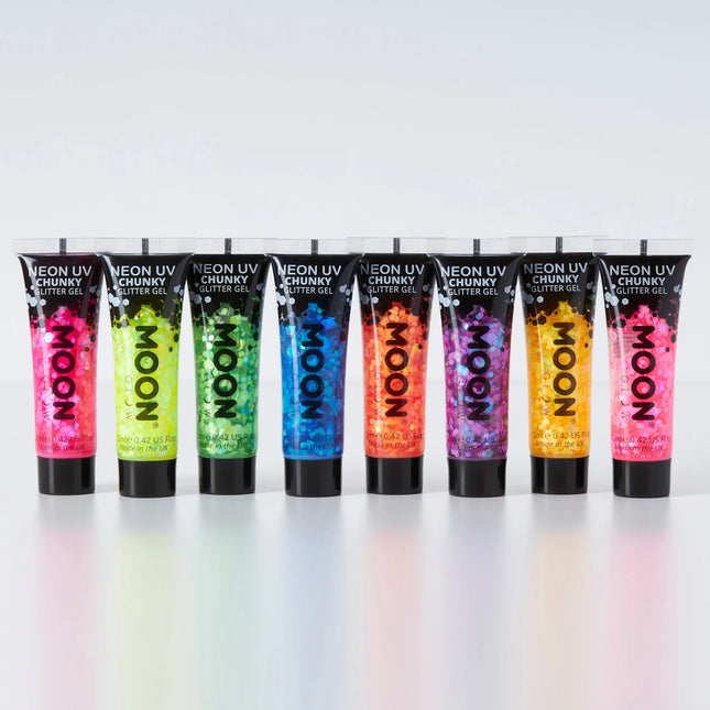 Moon Glow Neon UV Chunky Glitter Gel Yellow 12ml