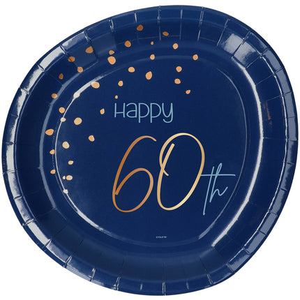 Assiettes 60 ans bleu 23cm 8pcs