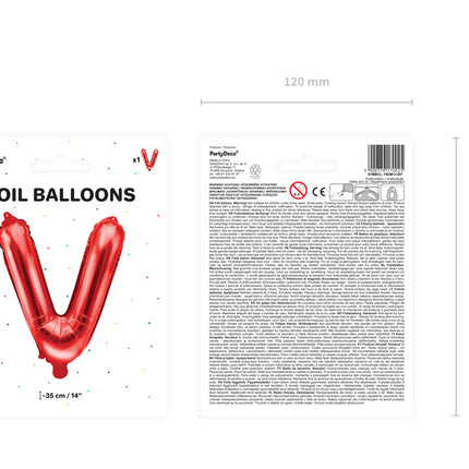 Ballon de baudruche Lettre V Rouge Vide 35cm