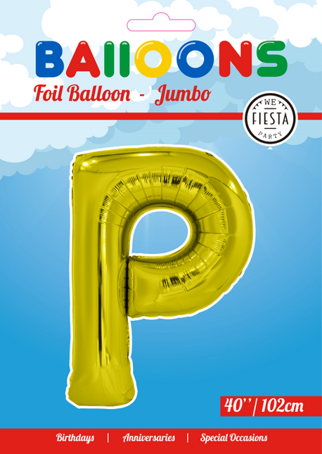 Ballon de baudruche Lettre P Or XL 102cm vide