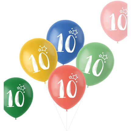 Ballons 10 ans colorés 33cm 6pcs