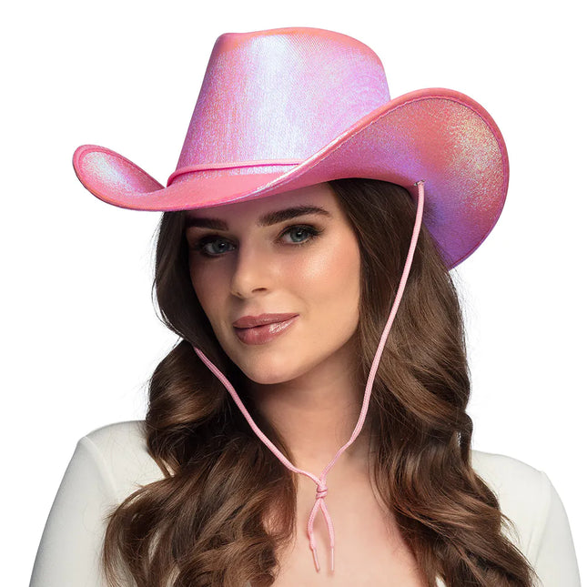 Chapeau de cow-boy perle rose