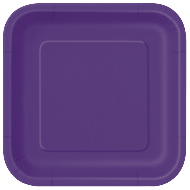 Assiettes violettes carrées 18cm 16pcs