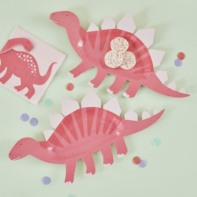 Assiettes Dino roses 30cm 8pcs