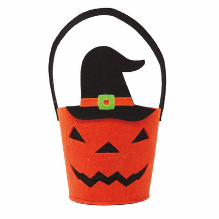 Panier d'Halloween Chapeau de sorcière citrouille 25cm