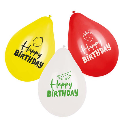 Happy Birthday Balloons Fruit Double face 25cm 6pcs