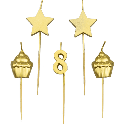 Bougies 8 ans Cupcake Gold 17.5cm