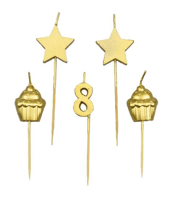 Bougies 8 ans Cupcake Gold 17.5cm