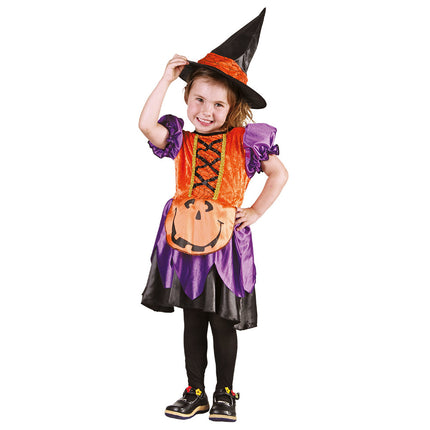 Costume de sorcière d'Halloween Citrouille Enfant 3/4 ans