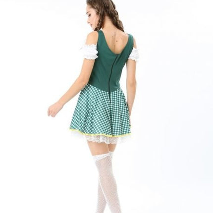 Robe Dirndl Oktoberfest à carreaux verts