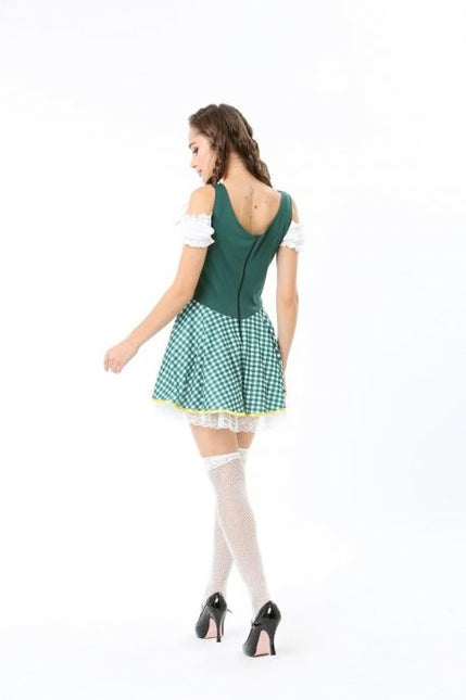 Robe Dirndl Oktoberfest à carreaux verts