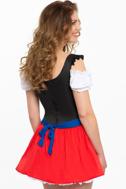 Robe Dirndl Tablier Rouge Bleu Oktoberfest