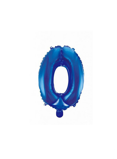 Ballon de baudruche Figure 0 Bleu 41cm avec paille