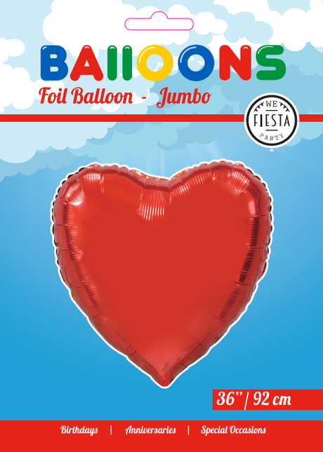 Ballon à l'hélium coeur rouge XL vide 92cm