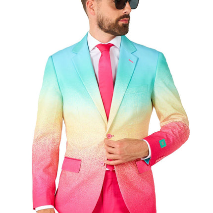 Costume bleu fuchsia arc-en-ciel Hommes OppoSuits