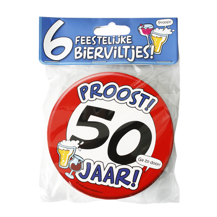 Tapis à bière 50 ans 12.5cm 6pcs