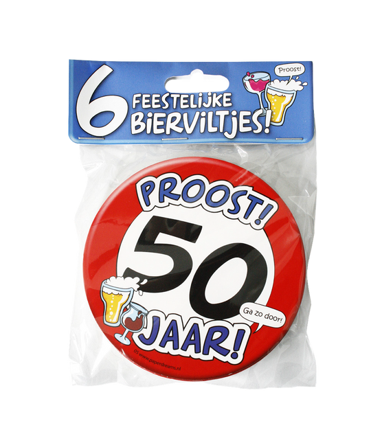 Tapis à bière 50 ans 12.5cm 6pcs