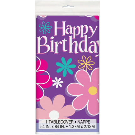 Nappe florale Happy Birthday 2.13m