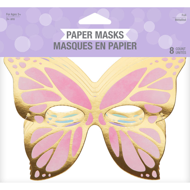 Masques de papillon colorés 19cm 8pcs