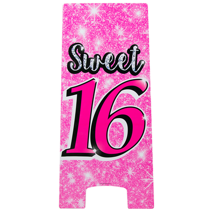 Panneau d'avertissement Sweet 16 rose 62.5cm