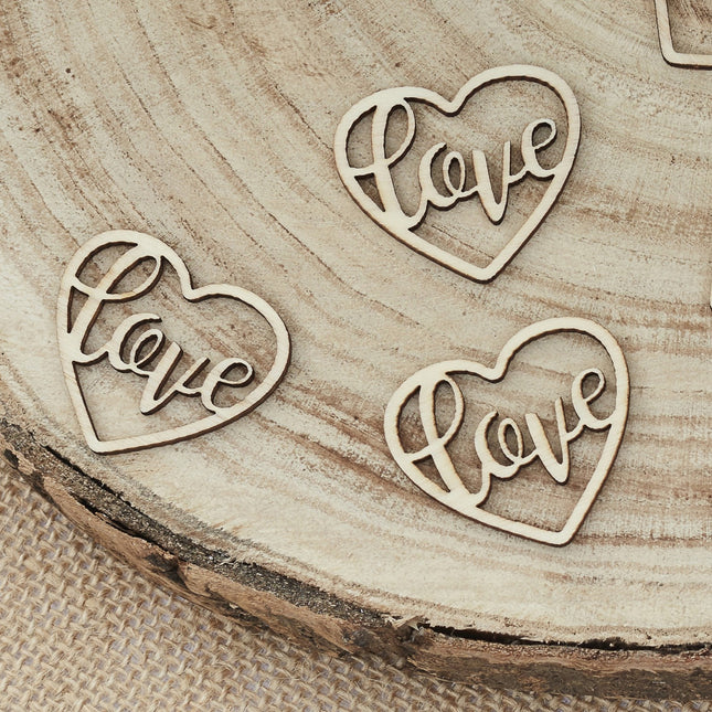 Confetti de table Love Heart Wood 3.5cm 24pcs