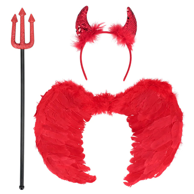 Ensemble d'accessoires d'Halloween Dames Diable 3 pièces