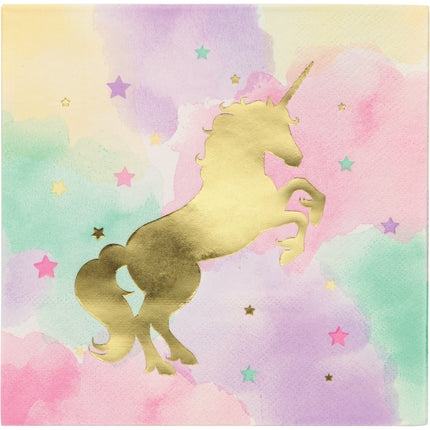 Serviettes de table licorne colorées 33cm 16pcs