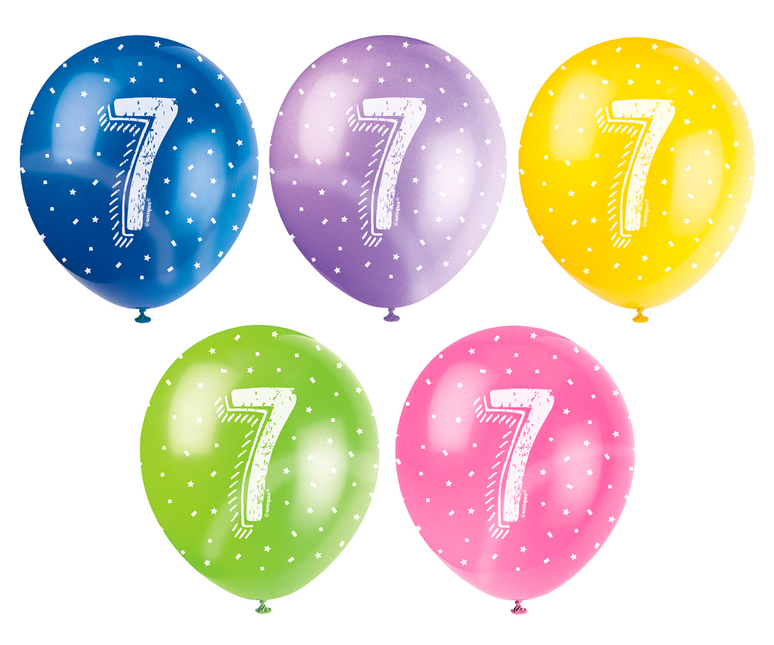 Ballons 7 ans Confetti 30cm 5pcs