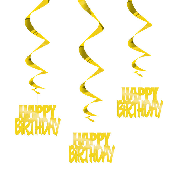 Décoration suspendue Happy Birthday Gold 81cm 3pcs