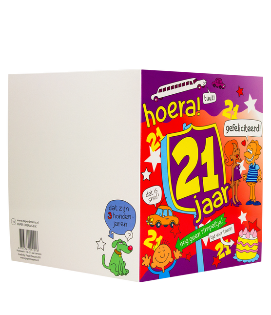 Carte d'anniversaire 21 Years Cartoon 16.5cm