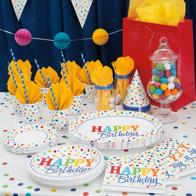 Happy Birthday Dots Sacs de partage arc-en-ciel 8pcs