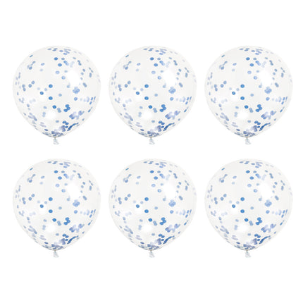 Ballons Confetti Bleu 30cm 6pcs