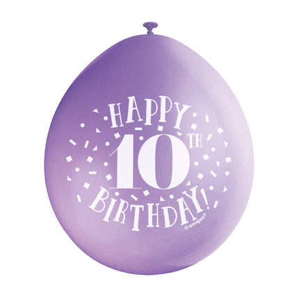 Ballons Happy Birthday 10 Years 28cm 10pcs