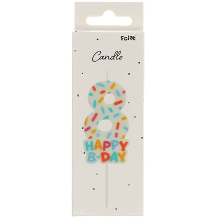 Bougie de joyeux anniversaire 8 ans 7cm