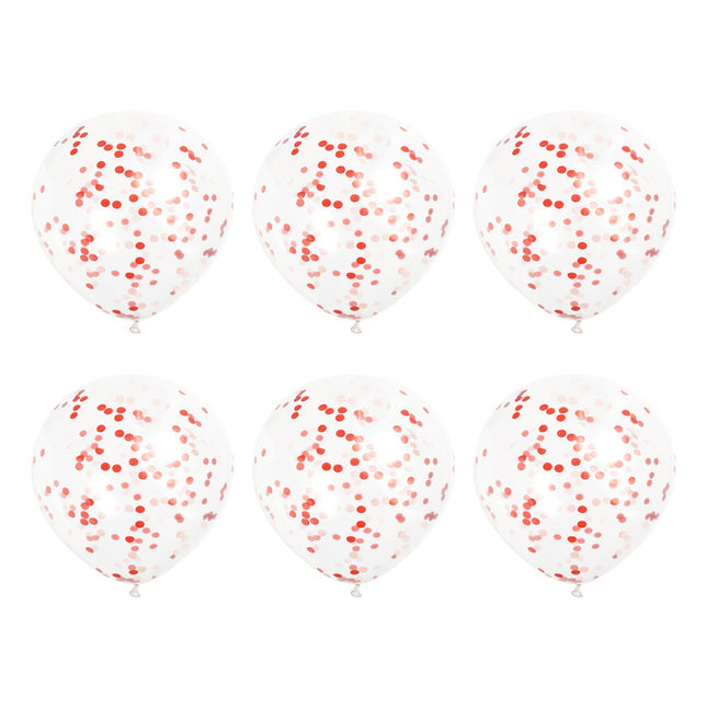 Ballons Confetti Rouge 40cm 6pcs