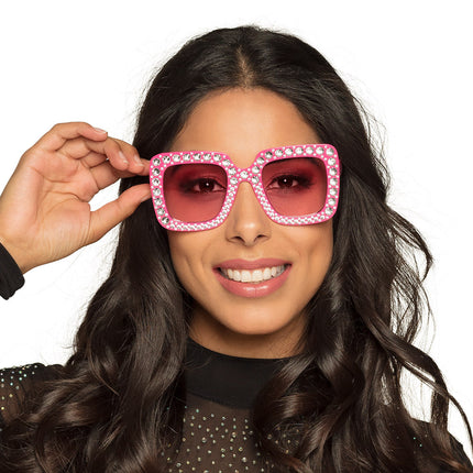 Lunettes de fête rose pailleté